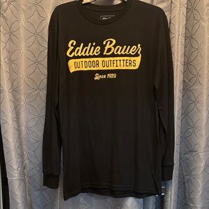 Eddie Bauer Black Long Sleeve Tee with Yellow Logo